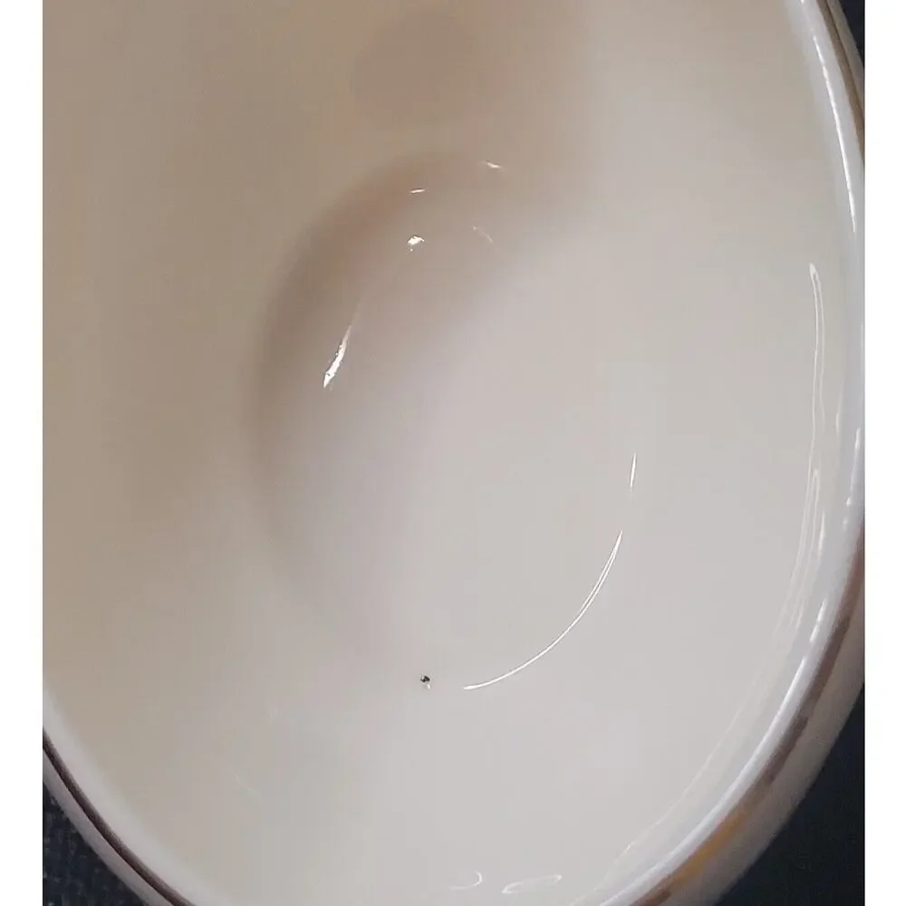 VTG Canonsburg Gravy Boat w/ Underplate Floral Yellow Trim White China GUC